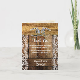 Rustikt Country Western Bröllop Tacksamhetskort Tack Kort