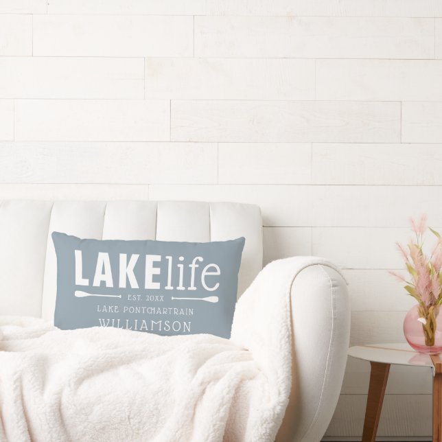 Rustikt dammblått Lake Life Personligt Lumbarkudde (Soffa)