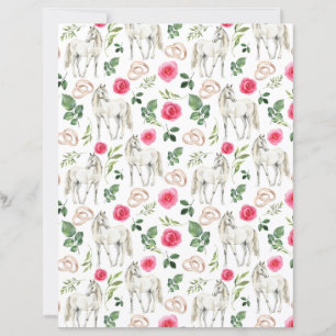 Rustikt Equestriskt Blommigt Rosa Scrapbookpapper