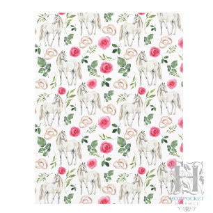 Rustikt Equestriskt Blommigt Rosa Scrapbookpapper