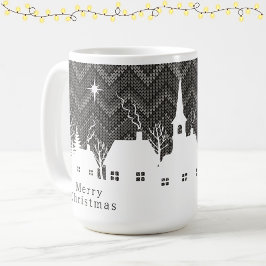 Rustikt grått julbygd-chevronstickat kaffemugg