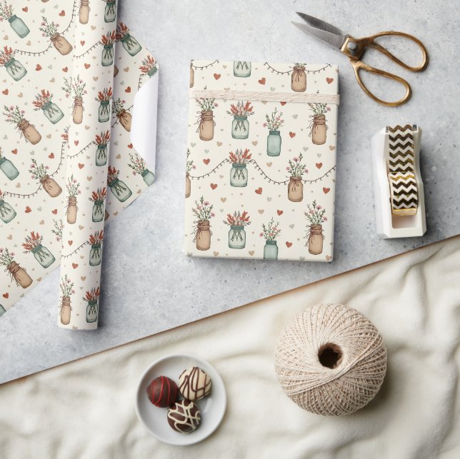 Rustikt inpackningspapper med murarljus presentpapper (Hantverk)