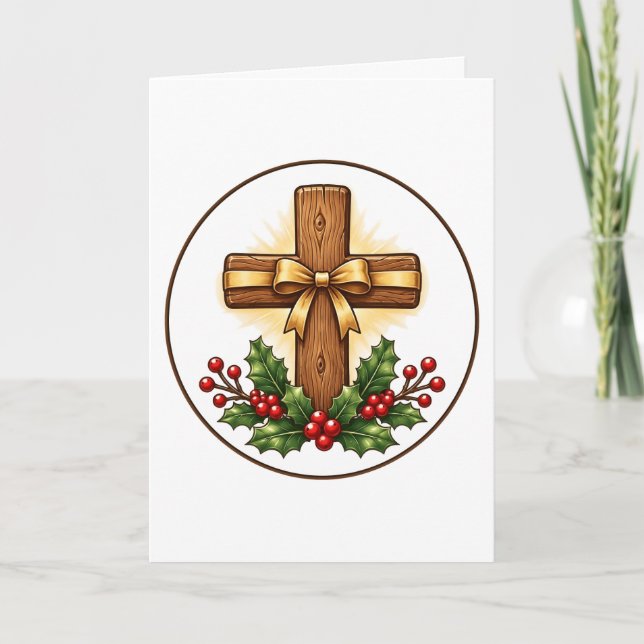 Rustikt julkors i trä som prydnad kort (Framsida)