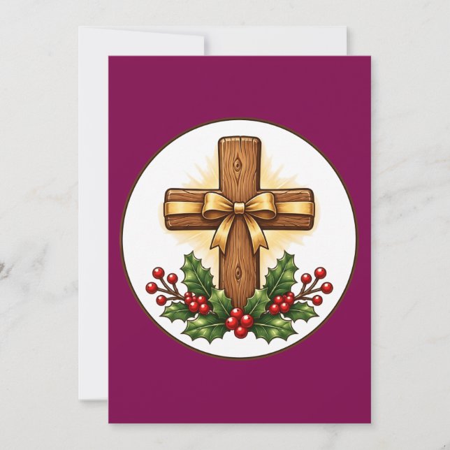 Rustikt julkors i trä som prydnad tack kort (Framsida)