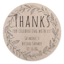 Rustikt kraftpapper  Blommig krans Bröllopsdusch