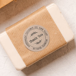 Rustikt kraftpapper Handgjord Tack Runt Klistermärke