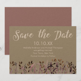 Rustikt Lila Blad Spara Datum Inbjudningar