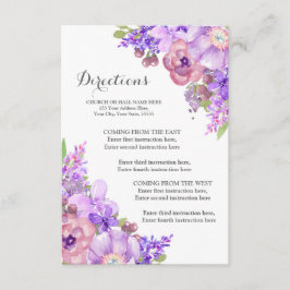 Rustikt lila blomstert tema för bröllopsanvisninga tilläggskort