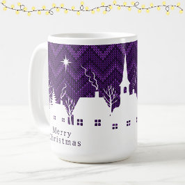 Rustikt lila julby Chevronstickad Kaffemugg