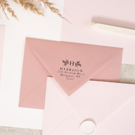 Rustikt monogram returadress stämpel
