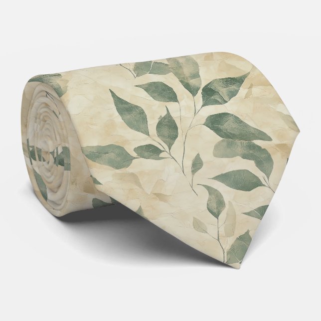 Rustikt mönster med pressade blad – Höstbotanik 11 Slips (Rullad)