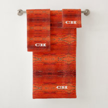 Rustikt orange Aztec-randigt mönster monogram