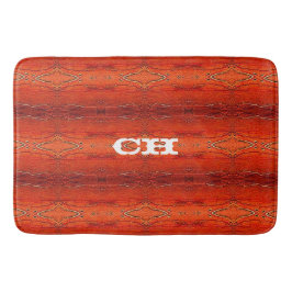 Rustikt orange Aztec-randigt mönster monogram Badrumsmatta