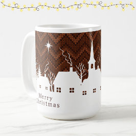 Rustikt orange julbygd Chevron stickad Kaffemugg