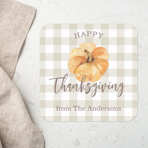 Rustikt Orange Pumpa Glad Thanksgiving Present Fyrkantigt Klistermärke