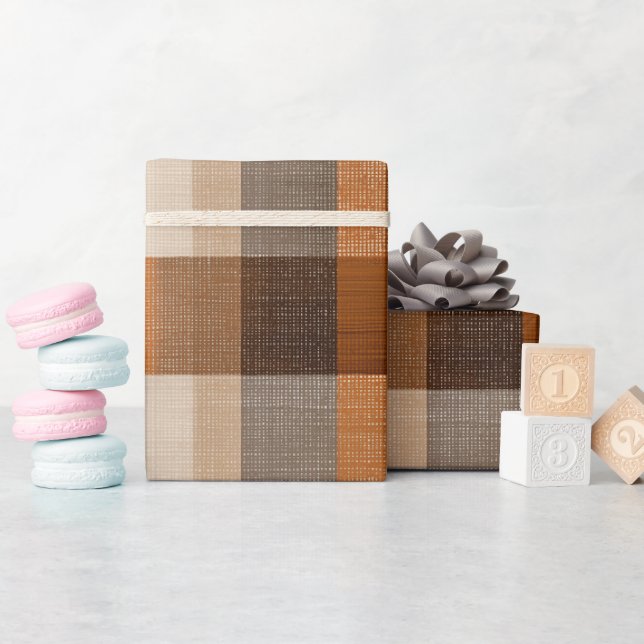 Rustikt orangebrun öken sand rutigt mönster presentpapper (Baby Shower)