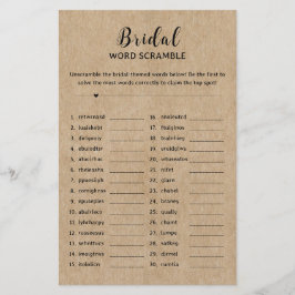Rustikt Pappers Bröllopsdusch Ordklubbningsspel