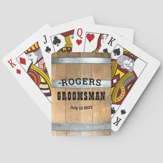 Rustikt Personligt Bröllopsman Bourbonfat Casinokort (Baksidan)