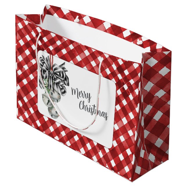Rustikt rött gingham Noël (Baksidan Vinklad)