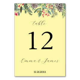 Rustikt rött julihyllon och kotte bordsnummer