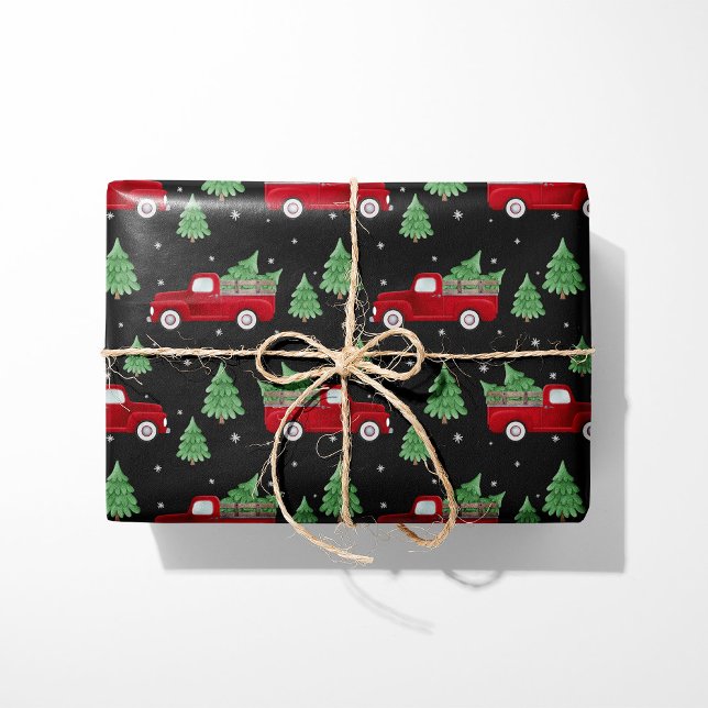 Rustikt rött lastbils julpapper på svart (Skapare uppladdad)