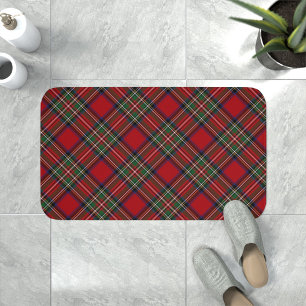 Rustikt rött och grönt rutigt Clan Stewart-tartan Badrumsmatta