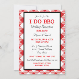 Rustikt rött rutigt Bröllopsfest I Do BBQ Inbjudningar