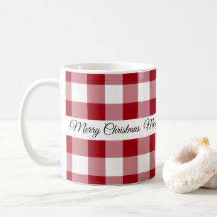 Rustikt rött rutmönstrat God Jul Kaffemugg