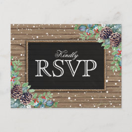 Rustikt svar | Jul Vinterbröllop RSVP Inbjudan Vykort