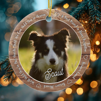 Rustikt Trä Hund Minnesmärke Alltid Älskad & Sakna Julgransprydnad Keramik