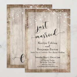 Rustikt Trä & Ljus, Nygifta, Endast Bröllopsfest Inbjudningar