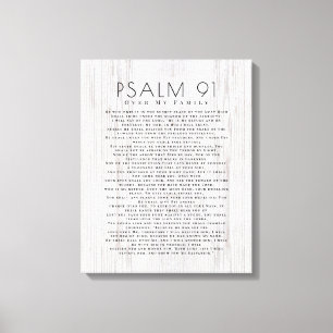 Rustikt Trä Psalm 91 Över Min Familj Kristet Skylt