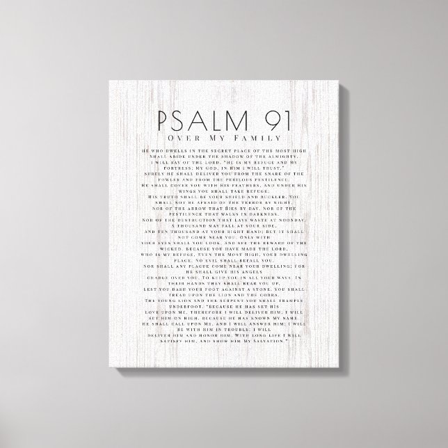 Rustikt Trä Psalm 91 Över Min Familj Kristet Skylt (Framsida)