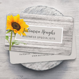 Rustikt Trätryck Solros Visitkort