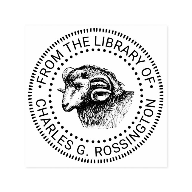 Rustikt väderbitet bagghuvud bibliotek boknamn självfärgande stämpel (Design)