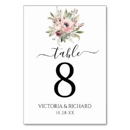 rustikt vattenfärg blomsterbukett bordsnummer