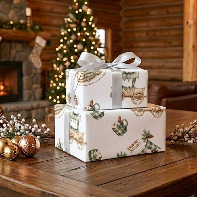 Rustikt vattenfärg jul anpassat namn herrar presentpapper (Skapare uppladdad)