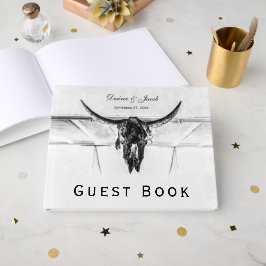 Rustikt Vitt Svart Västerländskt Kowskalle Bröllop Gästböcker