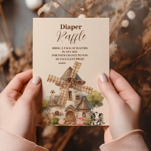 Rustim Farm Animal Gender Neutral Raffle Diapper Tilläggskort