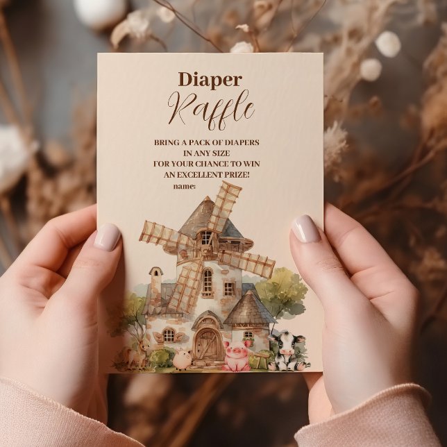 Rustim Farm Animal Gender Neutral Raffle Diapper Tilläggskort (Skapare uppladdad)