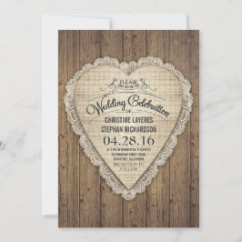 Rustin land wood snöre och bröllopsinbjudan för pä inbjudningar