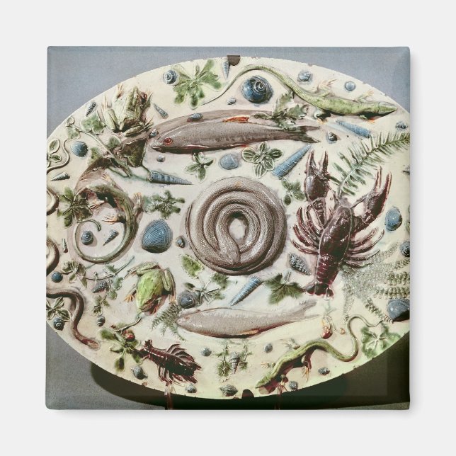 Rustique Figuline-skål med vit bakgrund Magnet (Framsidan)