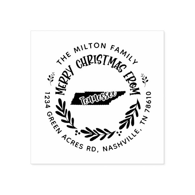 Rustise tennessee god jul returadress stämpel (Tryck)