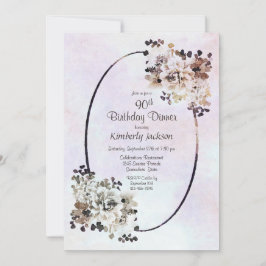 Rustisk Blommigt 90:e födelsedag Inbjudningar