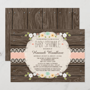  RUSTISK BLOMMIGT BOHO BABY SPRINKLE-INBJUDAN INBJUDNINGAR