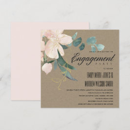 RUSTISK  BLOMMIGT KRAFT WATERCOLOR FÖRLOVNING INBJUDNINGAR