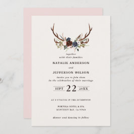 Rustisk blommigt och bröllop-rosa spara datumet