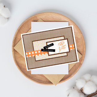 Rustisk Blommigt Orange födelsedag Kort