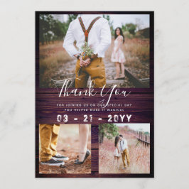 RUSTISK Bröllop PHOTO COLLAGE-Lila Tack Kort