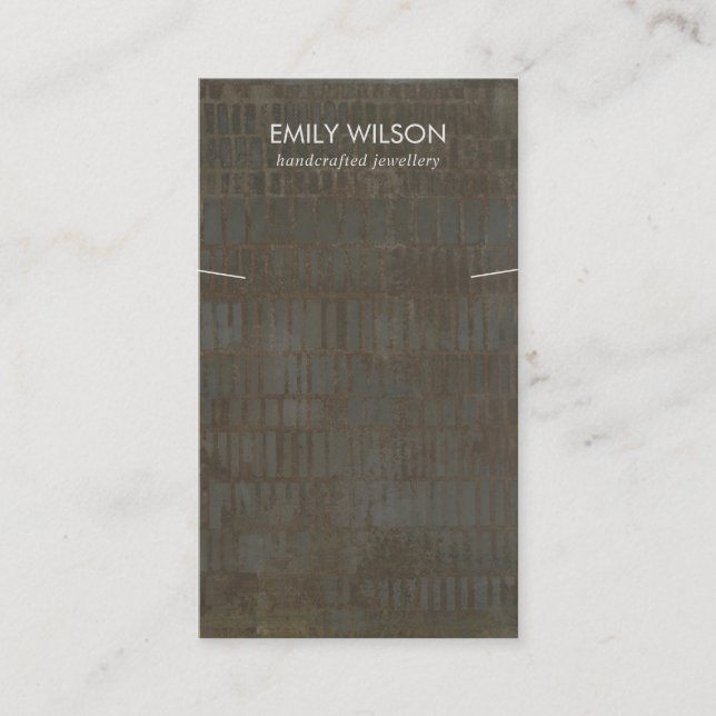 RUSTISK BRONSAE GRÅTT LINJER NECKLACE BRACELET VIS VISITKORT (Framsida)